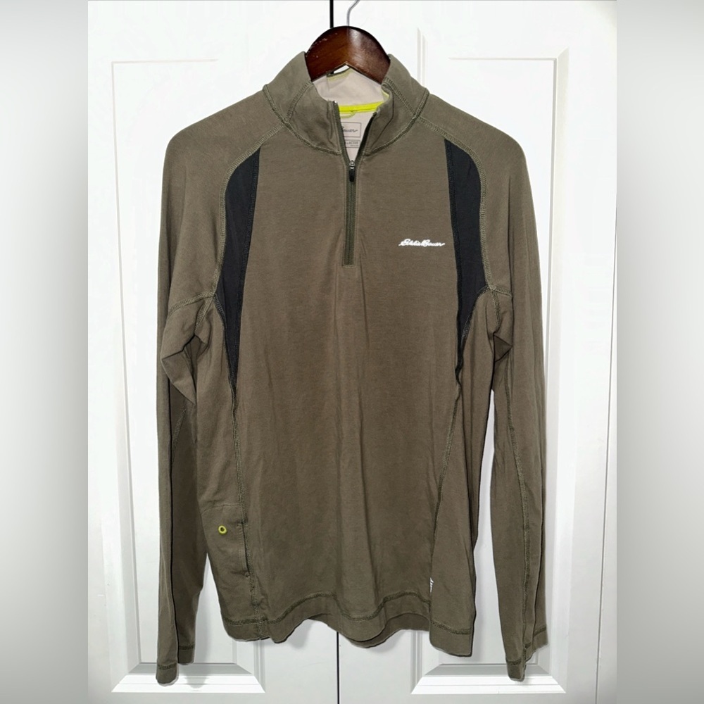 Eddie Bauer Active FreeDry Lightweight Quarterzip Longsleeve M Green